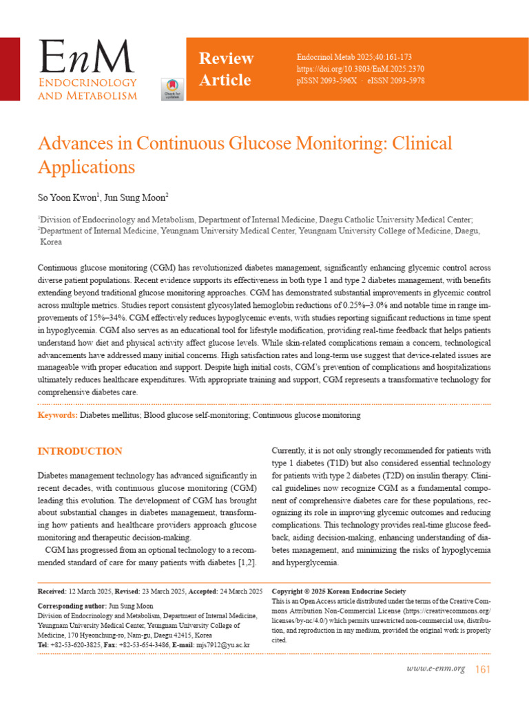Advances in Continuous Glucose Monitoring | PDF | Diabetes Management ...