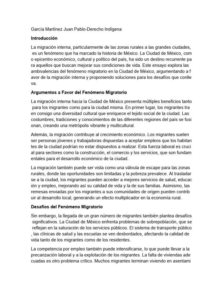Beneficios y Desafíos de la Migración en CDMX | PDF | Migración humana ...