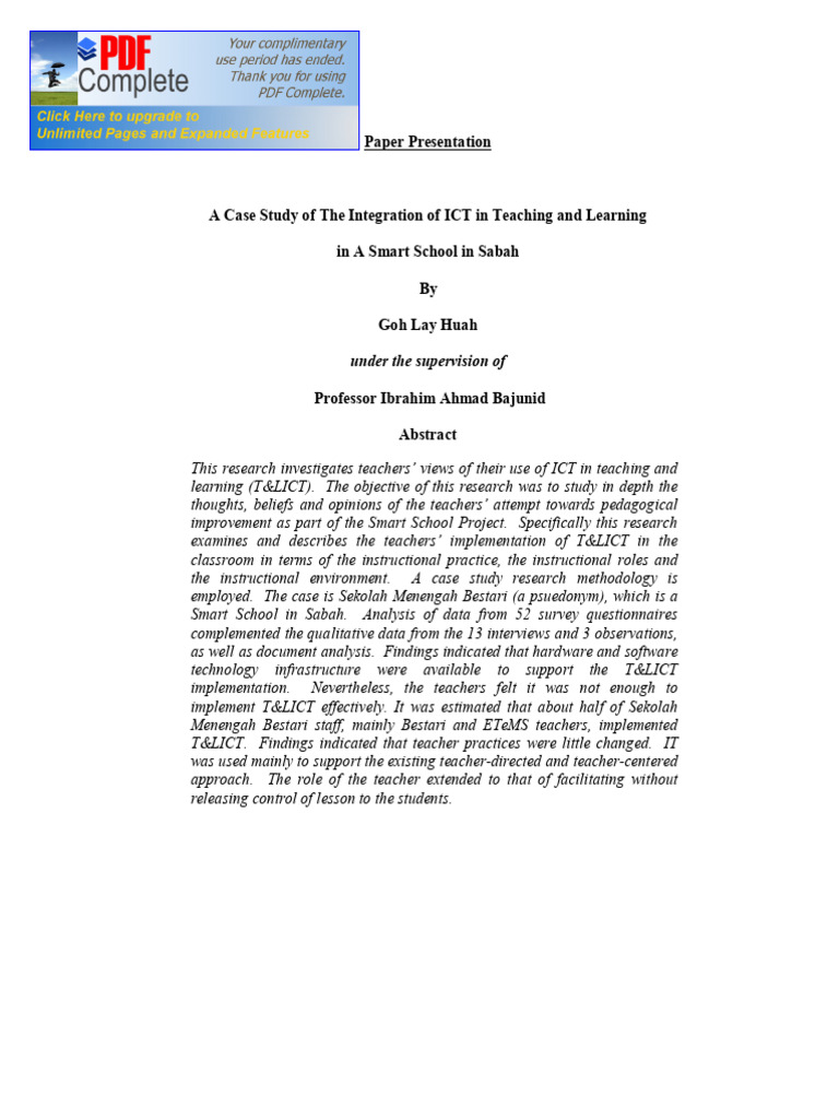 A Case Study of The Integration of Ict | PDF | Educational Technology ...