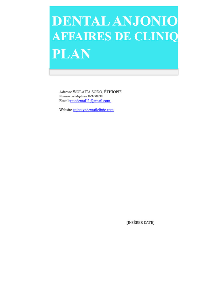 Plan d'affaires pour la clinique dentaire Anjonio | PDF ...