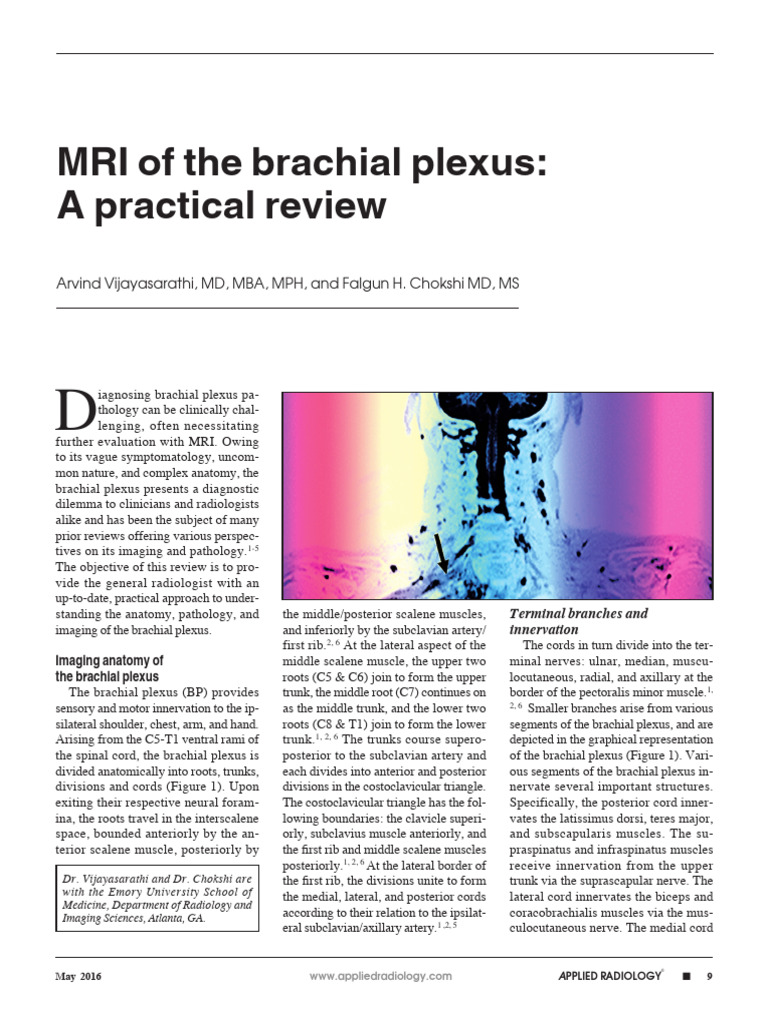 MRI Protocols for Brachial Plexus Imaging | PDF | Diseases And ...
