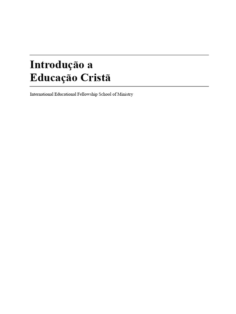 Fundamentos da Educação Cristã | PDF | Jesus | Bíblia