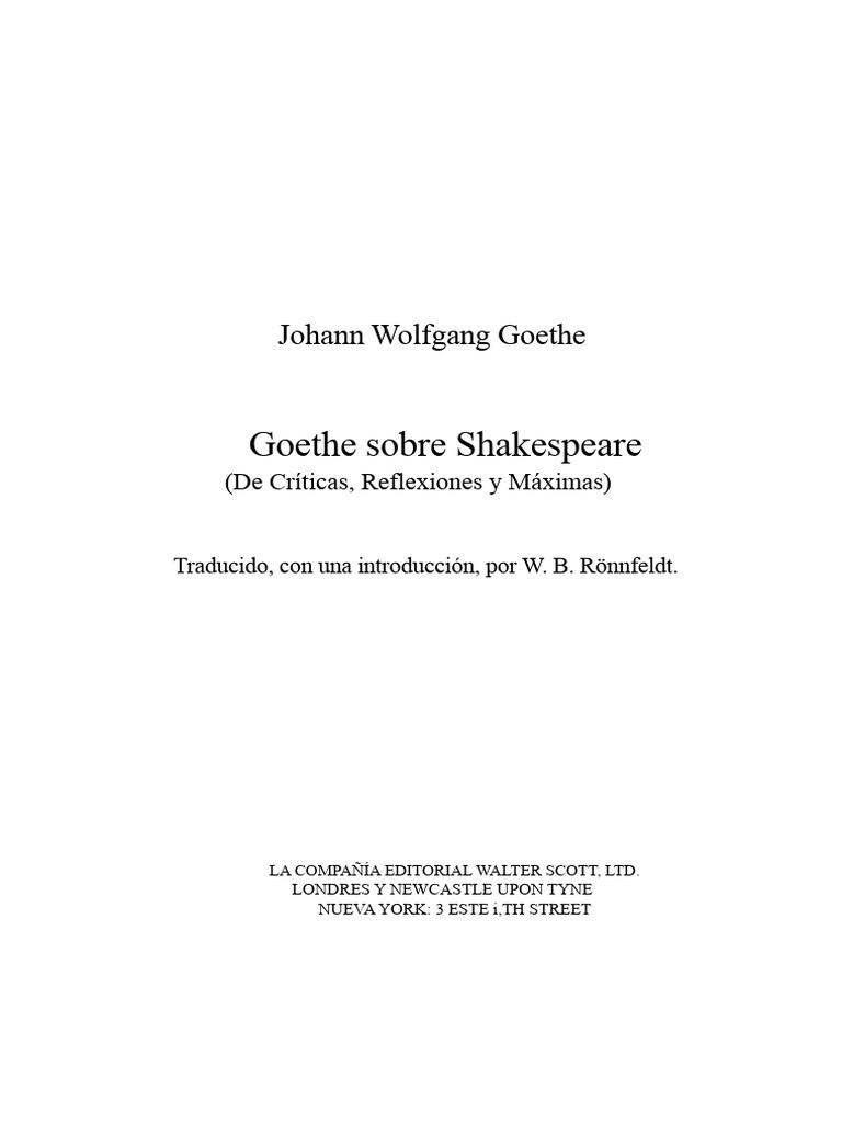 Goethe Sobre Shakespeare | PDF | Johann Wolfgang von Goethe | William ...
