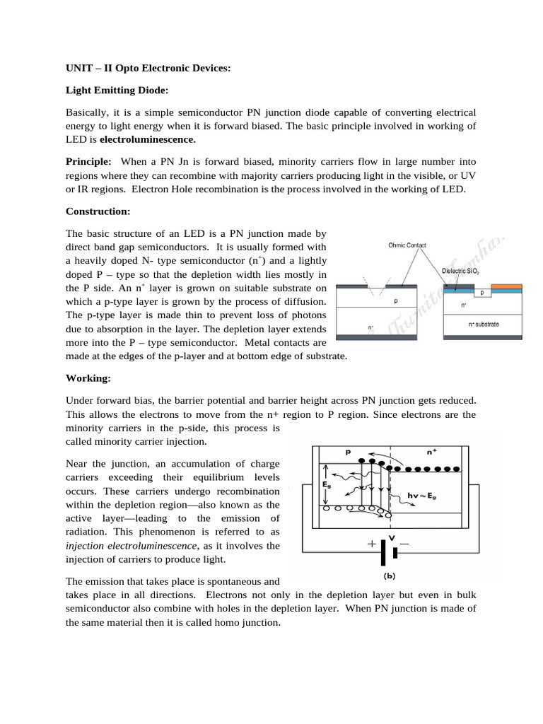 Opto Electronic Devices Overview | PDF | P–N Junction | Light Emitting ...