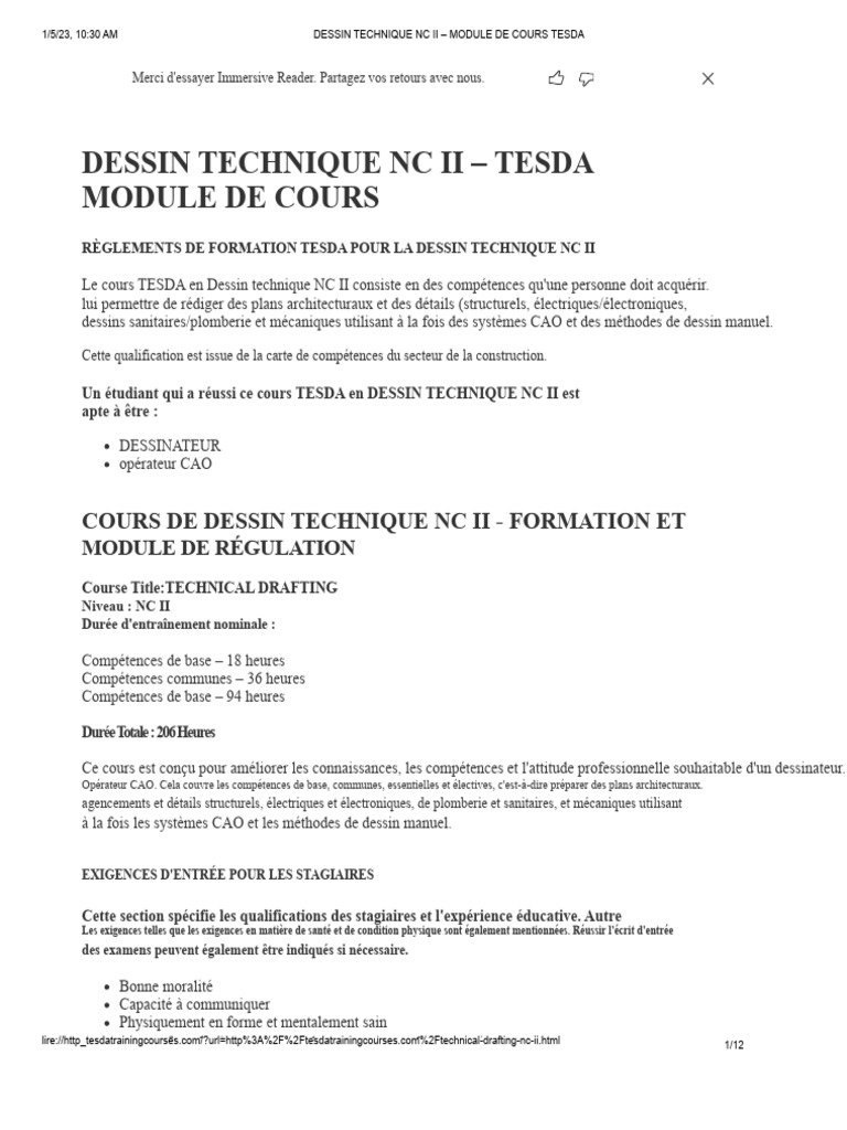 Module de Dessin Technique NC II TESDA | PDF | Fichier informatique ...