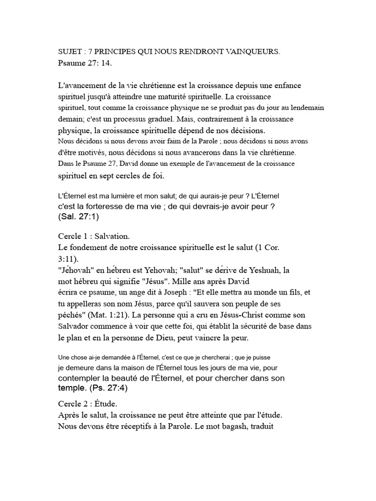 7 Principes pour la Croissance Spirituelle | PDF | Dieu | Spiritualité