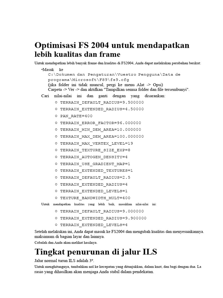 Optimasi Kualitas dan Frame FS2004 | PDF