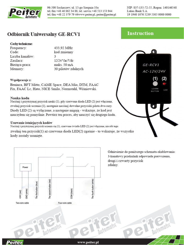 Moduł Receptor Ge-Rcv1 - Instr | PDF