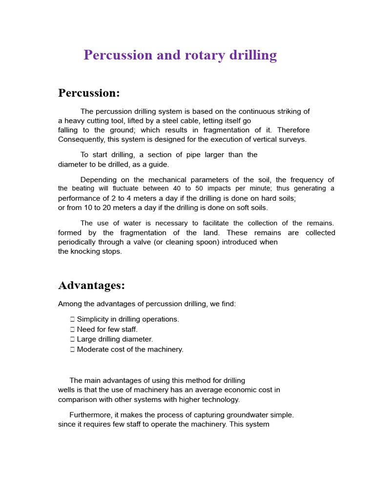 Overview of Percussion and Rotary Drilling | PDF | Drilling | Drill