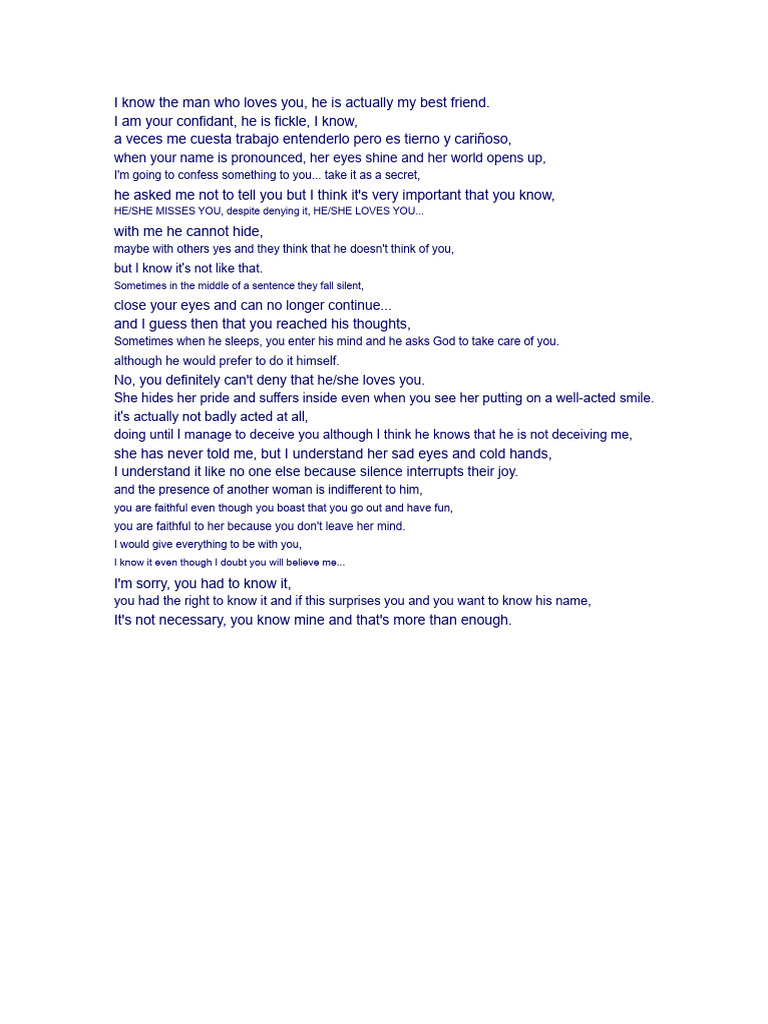 I Know The Man Who Loves You | PDF