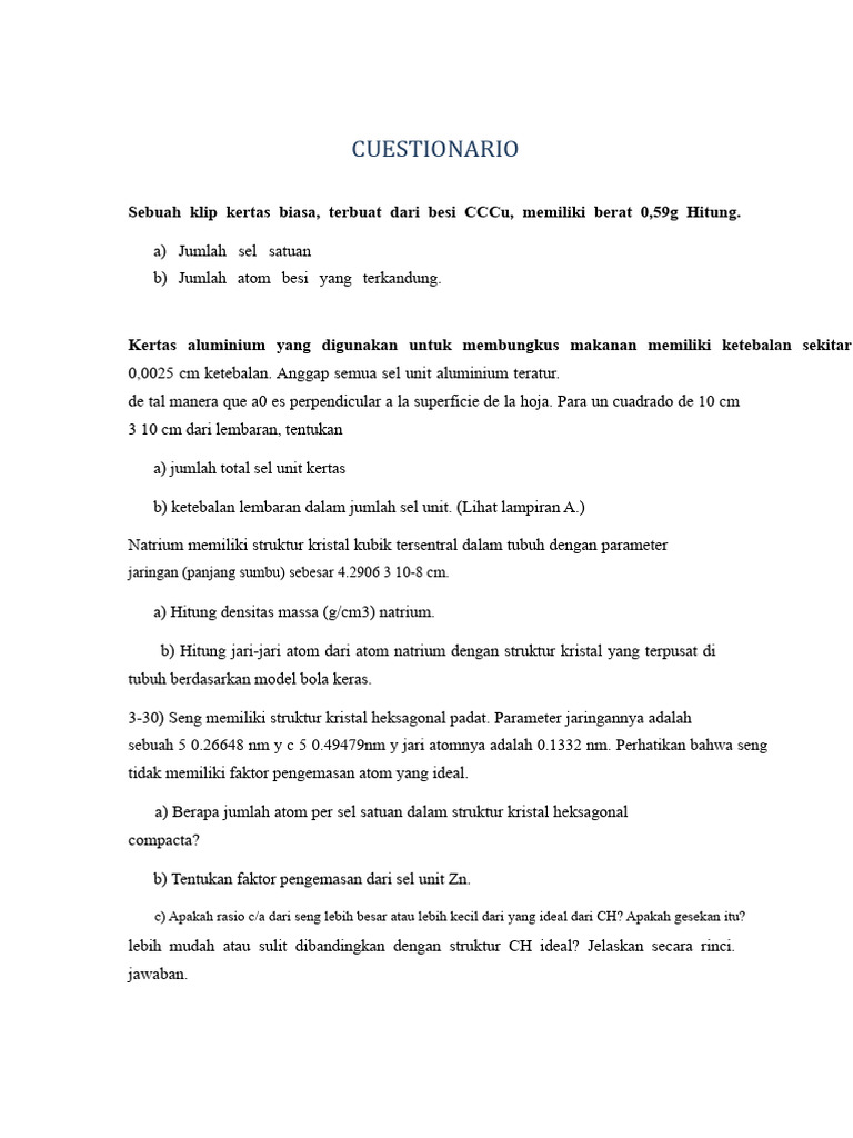 Hitung Sel Unit dan Atom dalam Material | PDF