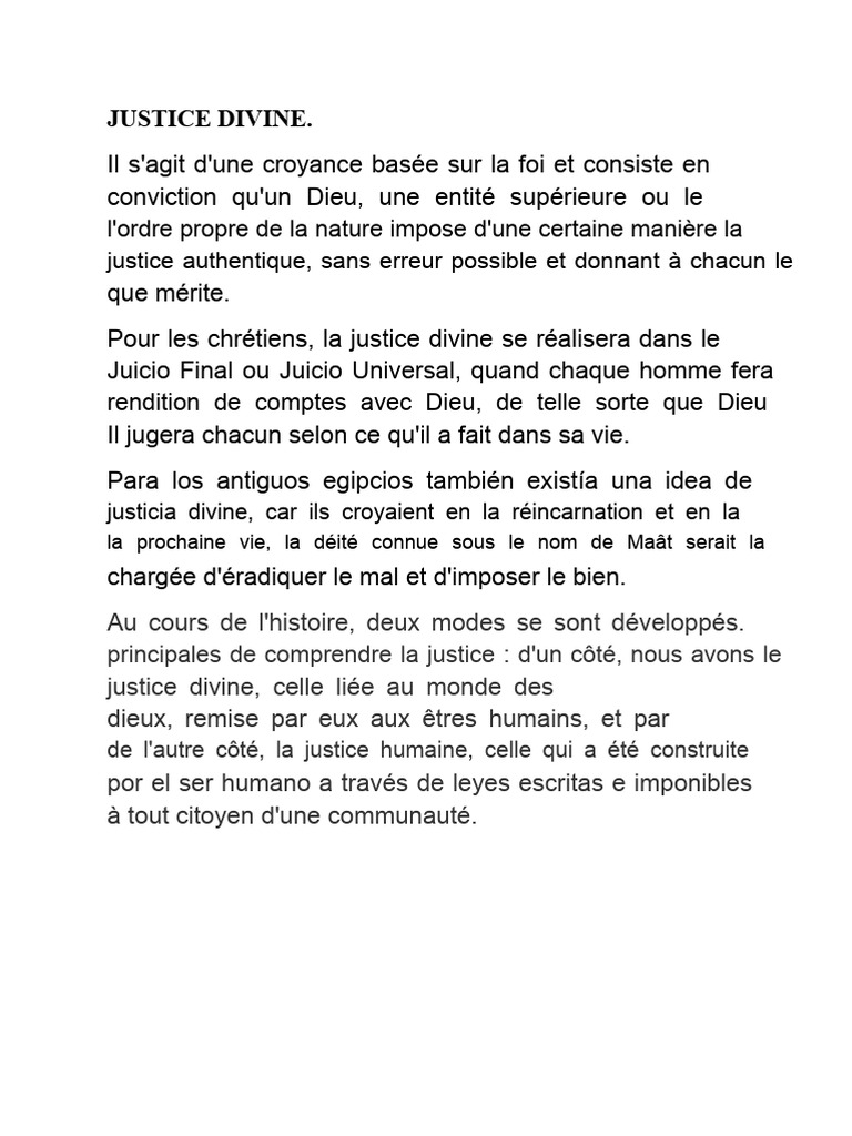 Comprendre la justice divine et humaine | PDF