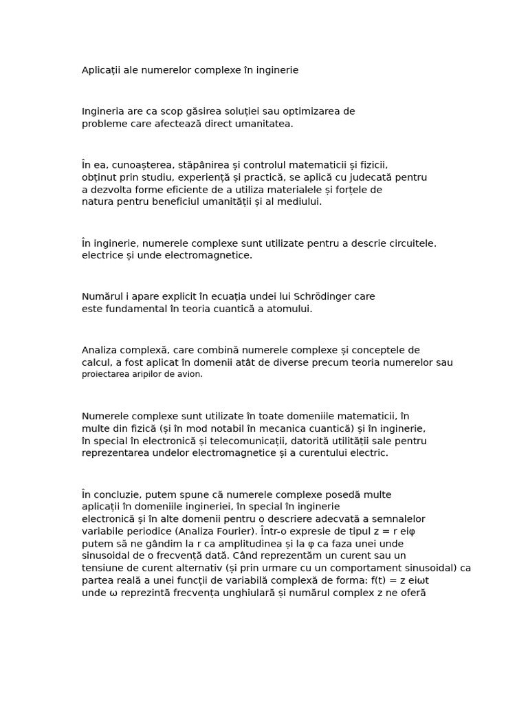 Numere Complexe În Inginerie | PDF