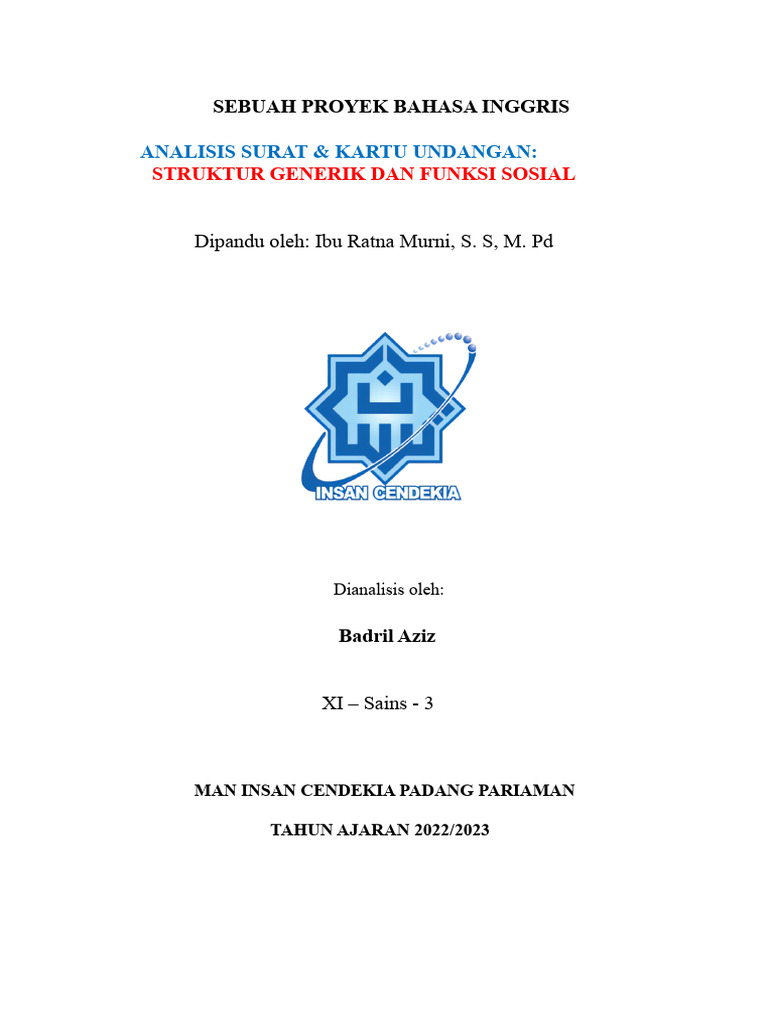 Menganalisis Komponen Undangan-Badril | PDF