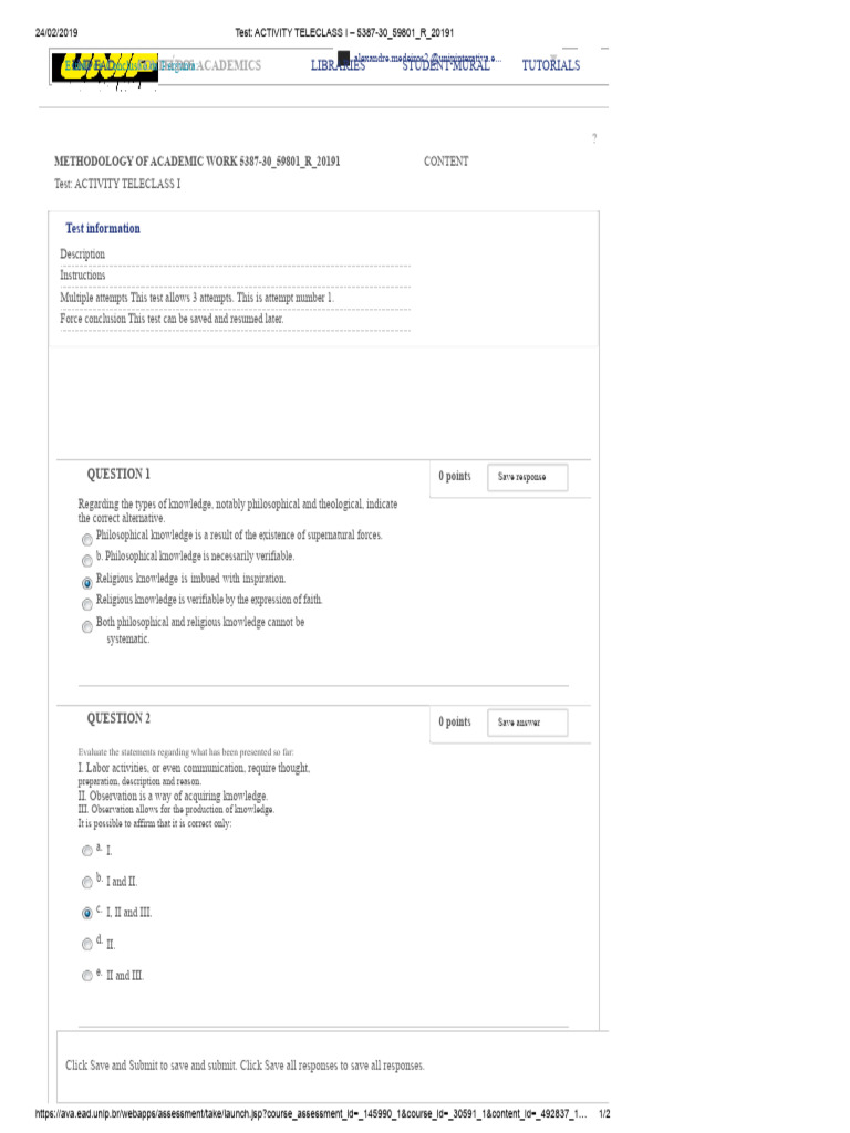 01 - Tele-Lessons and Questionnaires | PDF | Knowledge | Theory