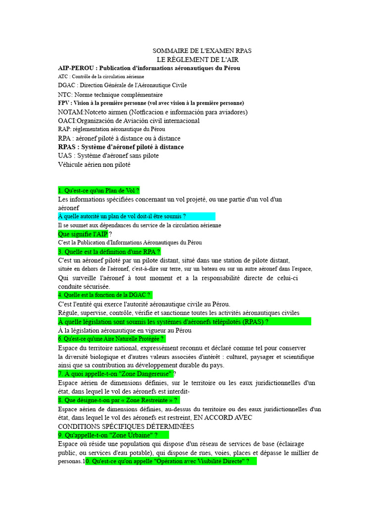 Guide sur l'examen RPAS au Pérou | PDF | Altitudes et vitesses ...