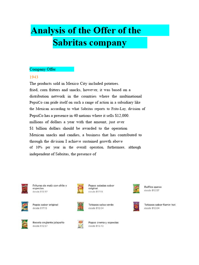 Sabritas Company Offer Analysis | PDF | Economies
