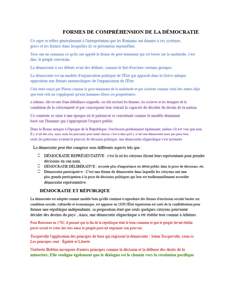 Comprendre les formes de démocratie | PDF | Démocratie | Idéologies ...