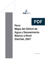 Mapa del déficit de agua y saneamiento en PerúParte del territorio de un distrito que no está incluidaen el área urbana