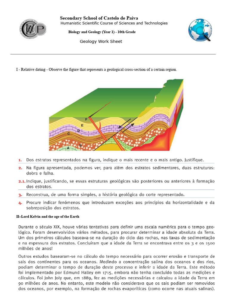 Work Sheet Relative and Radiometric Dating | PDF