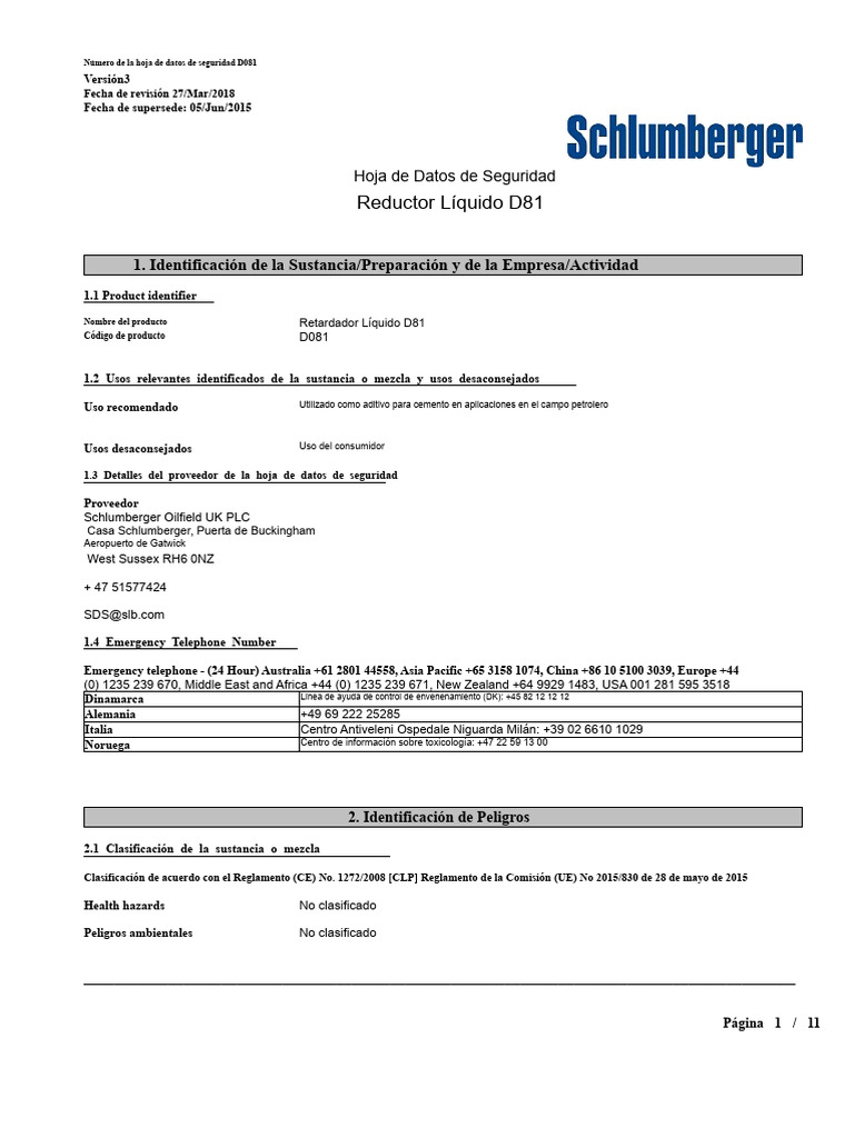 Retardador Líquido D81 27032018 | PDF | Residuos | Agua