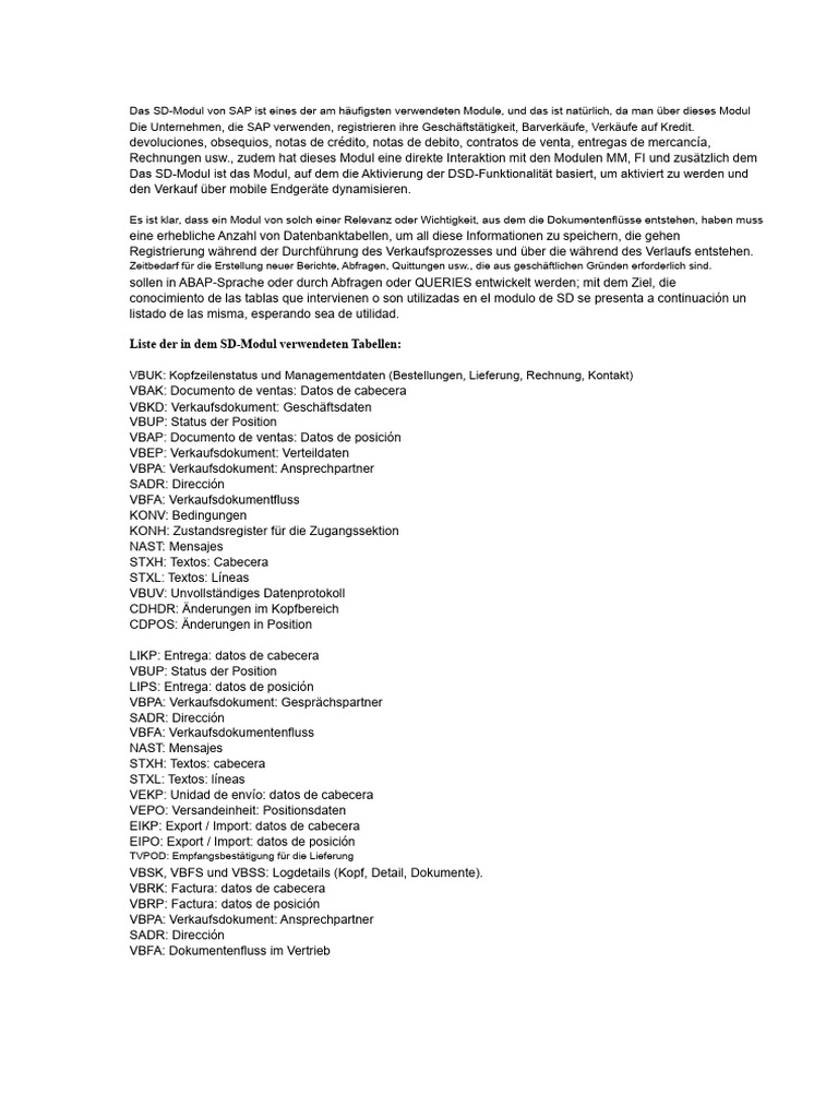 Tabellen Modul SD | PDF
