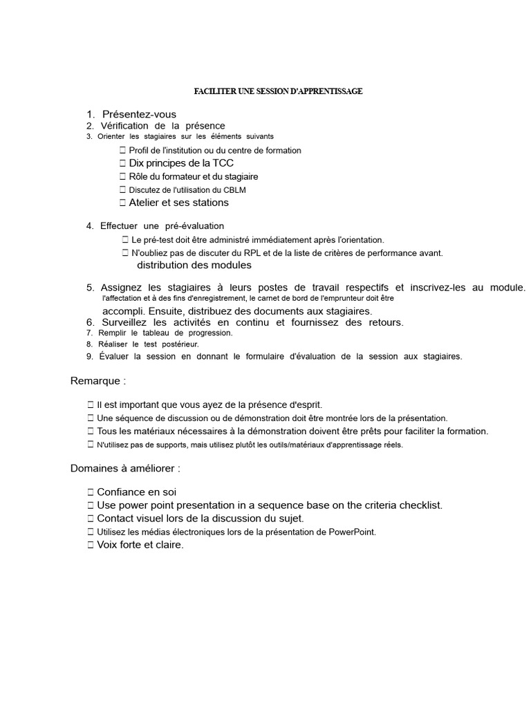 Guide pour animer une session d'apprentissage | PDF