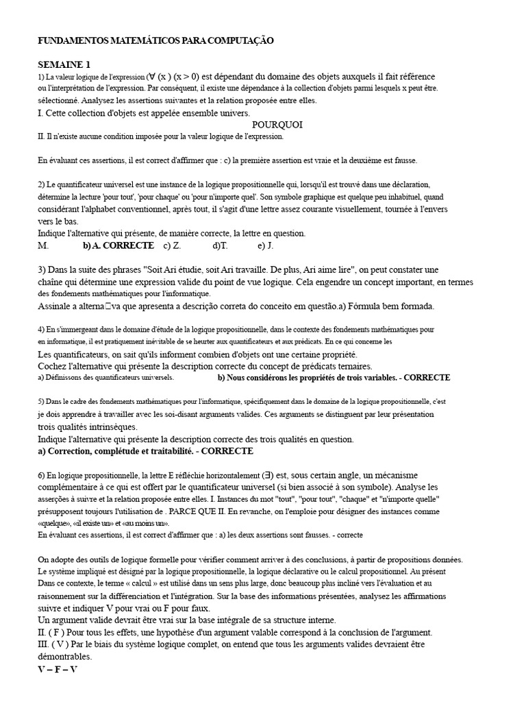 Fondements mathématiques en informatique | PDF | Logique mathématique ...