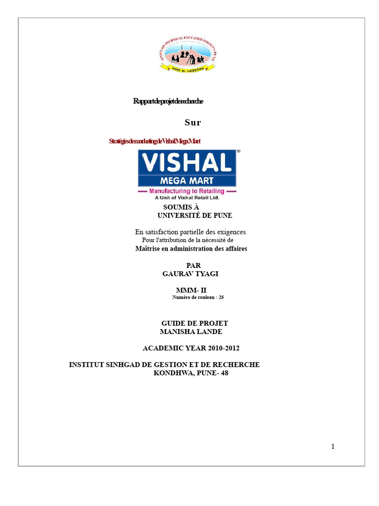 Stratégies Marketing de Vishal Mega Mart | PDF | Commercialisation ...