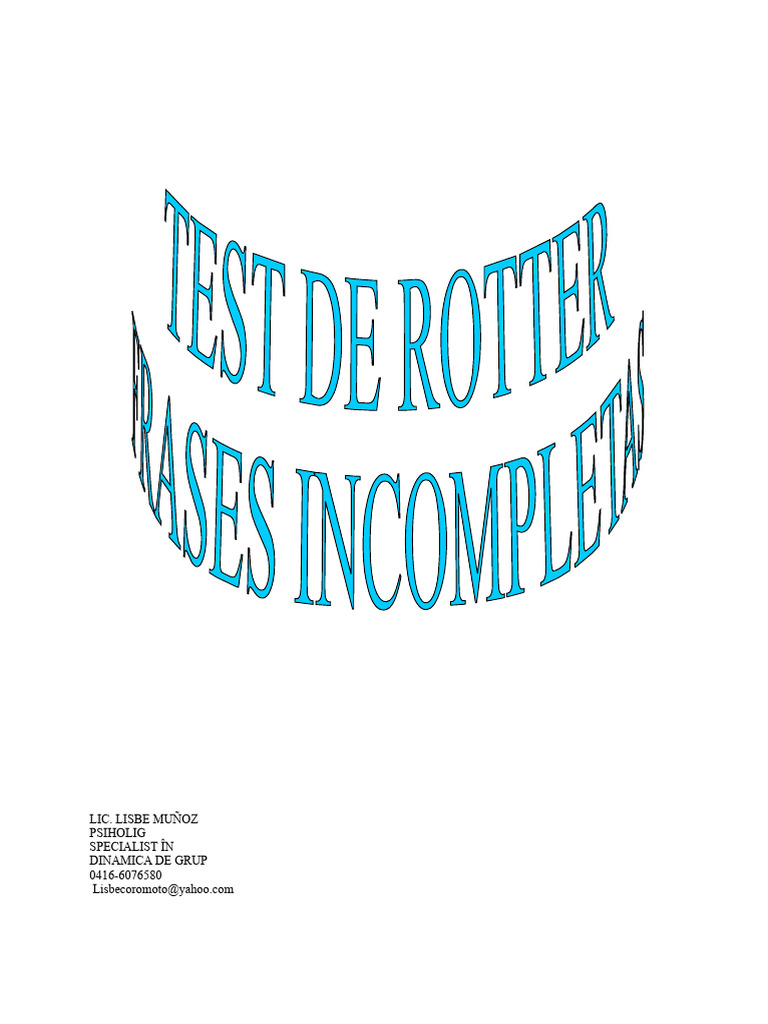 Manualul Testului Rotter | PDF