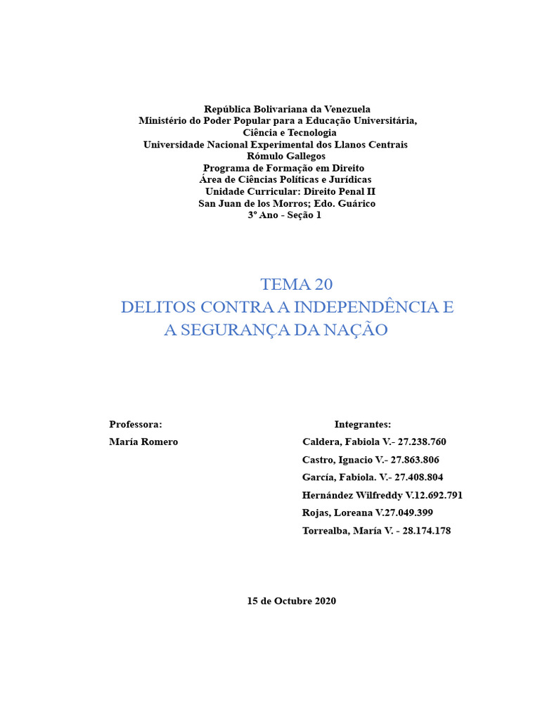 Crimes Contra a Segurança da Nação | PDF | Crimes | Crime e Violência