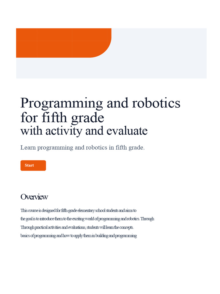 Fifth Grade Programming & Robotics Course | PDF | Computer Programming ...