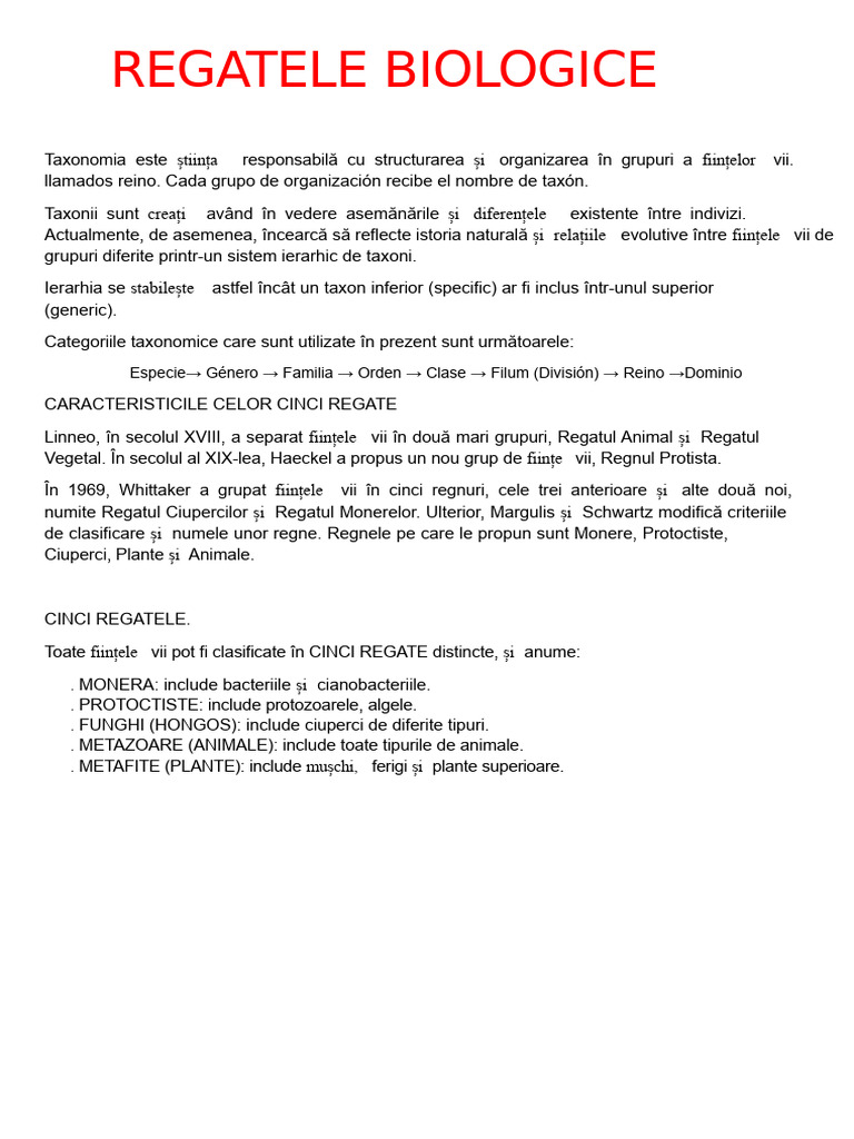 Regatele Biologice | PDF