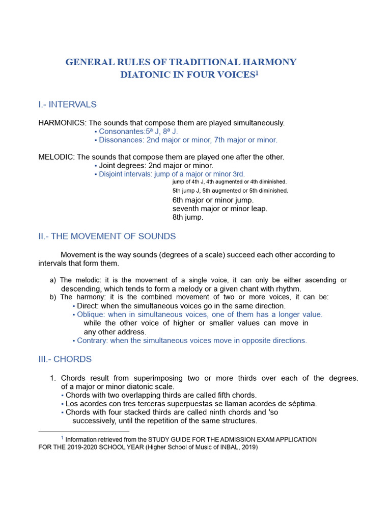 Traditional Harmony Rules in Four Voices | PDF | Chord (Music) | Harmony