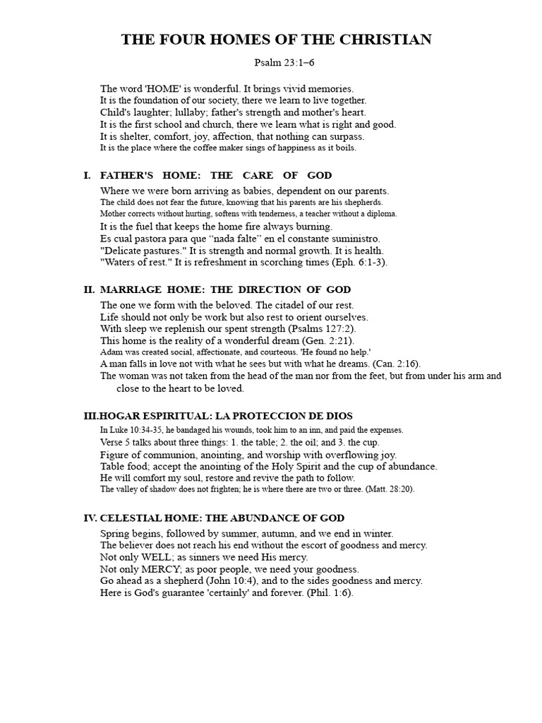 Four Christian Homes Explained | PDF | Jesus | Religious Belief And ...