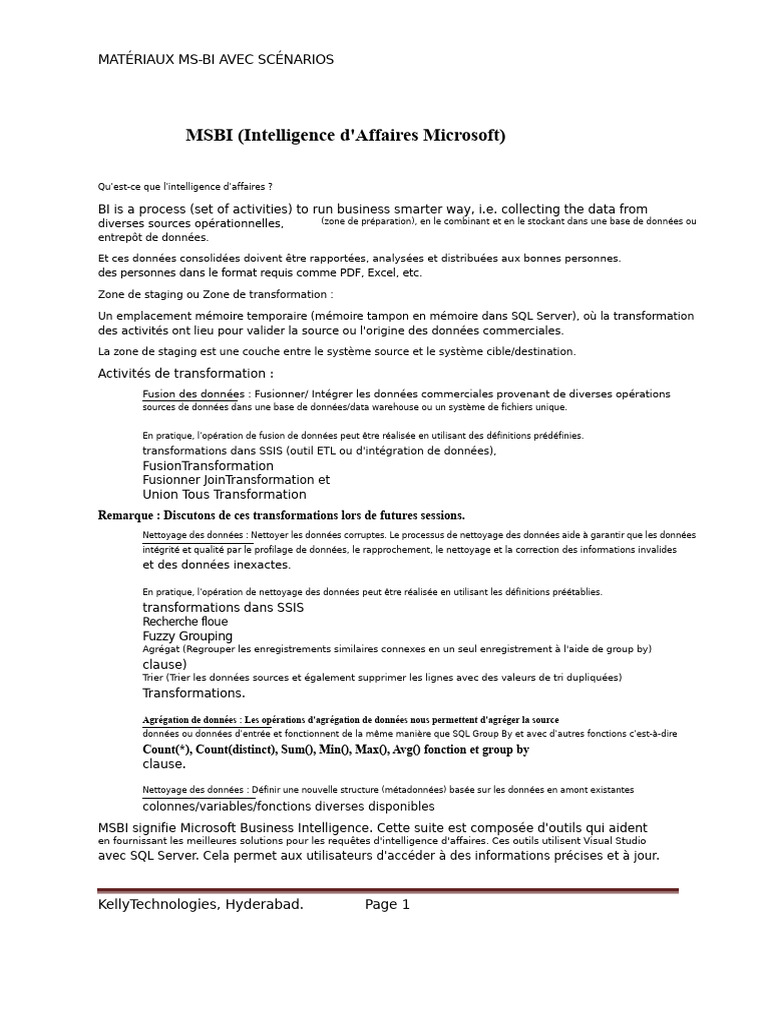 Introduction à MSBI et SSIS | PDF | Microsoft SQL Server | Informatique ...