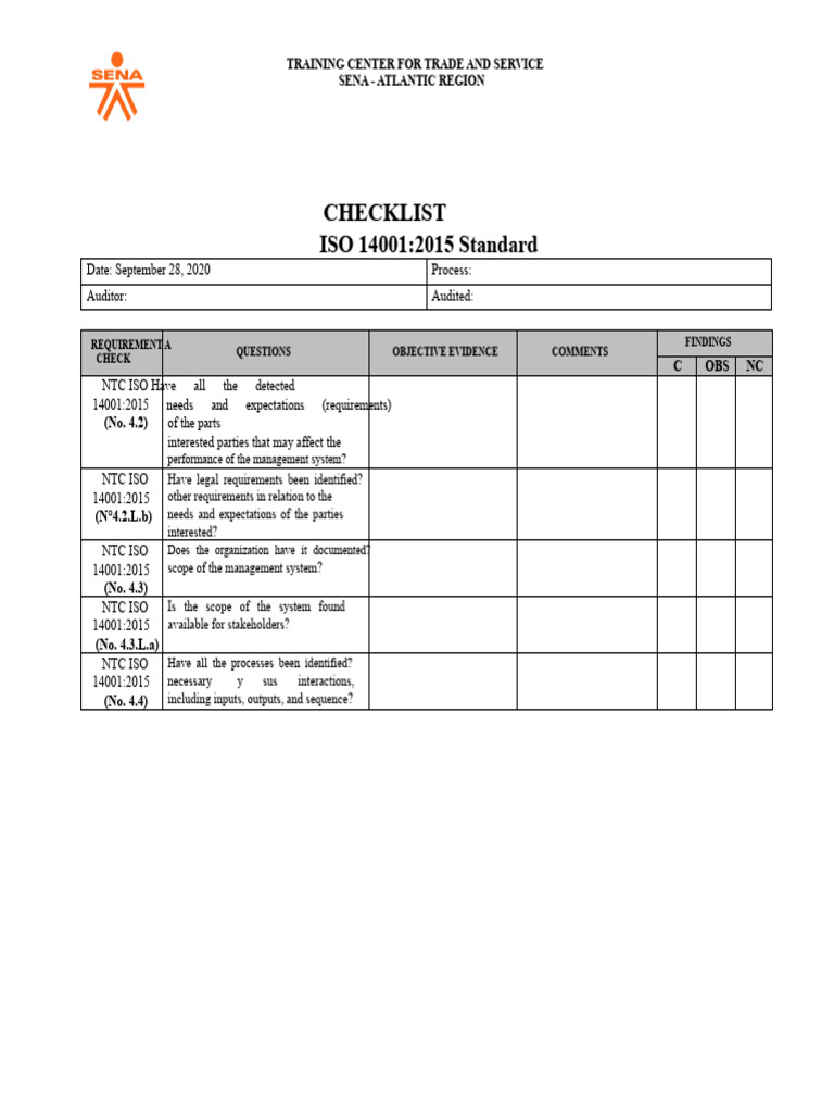Environmental Checklist | PDF | Audit | Environmental Resource Management