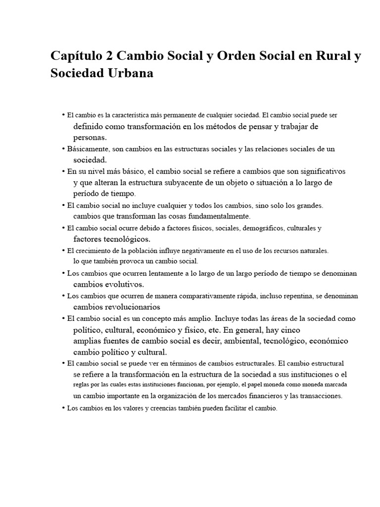 Cambio Social en Entornos Rurales y Urbanos | PDF | Sociedad | Cambio ...