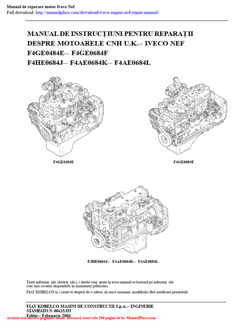 Manual de Reparare A Motorului Iveco Nef | PDF