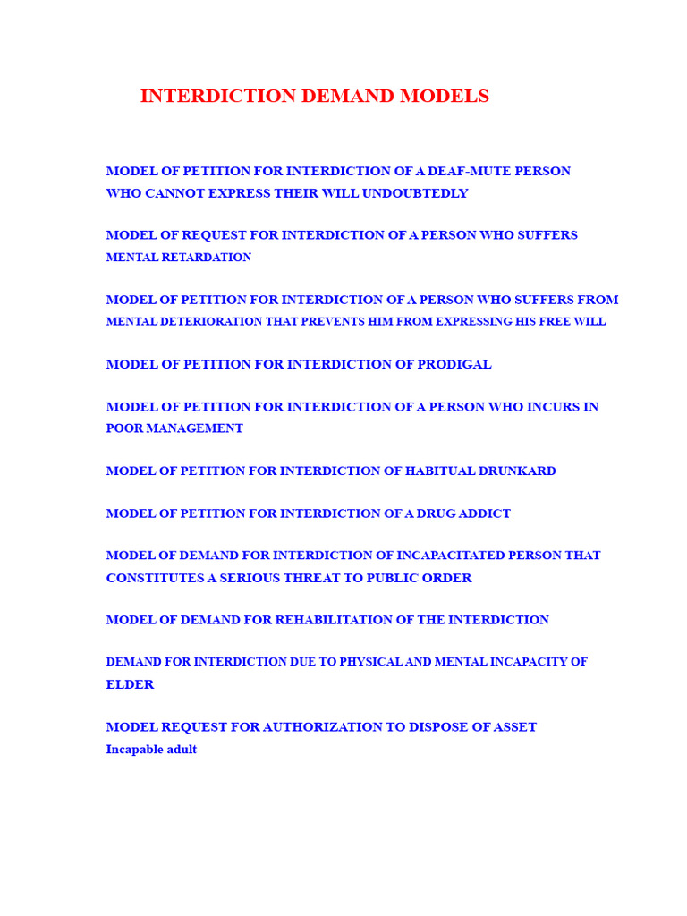 Interdiction Petition Models Guide | PDF | Lawsuit | Complaint