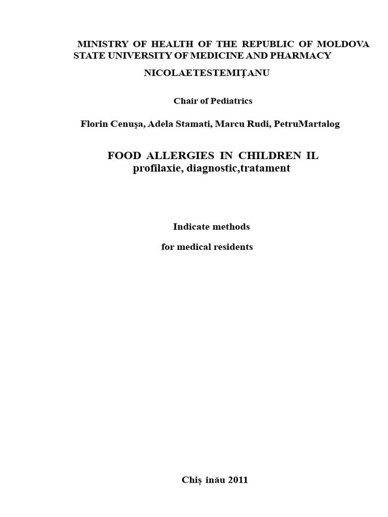 Food Allergies in Children: Diagnosis & Treatment | PDF | Allergy ...