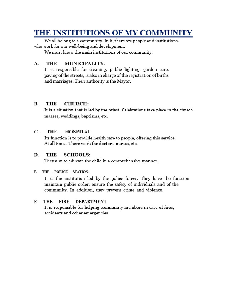 5.-The Institutions of My Community 22 - 05 - 20 PDF | PDF | Police