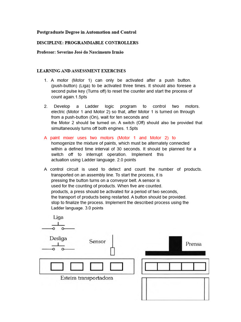 Automation Control Exercises for PLCs | PDF | Programmable Logic ...