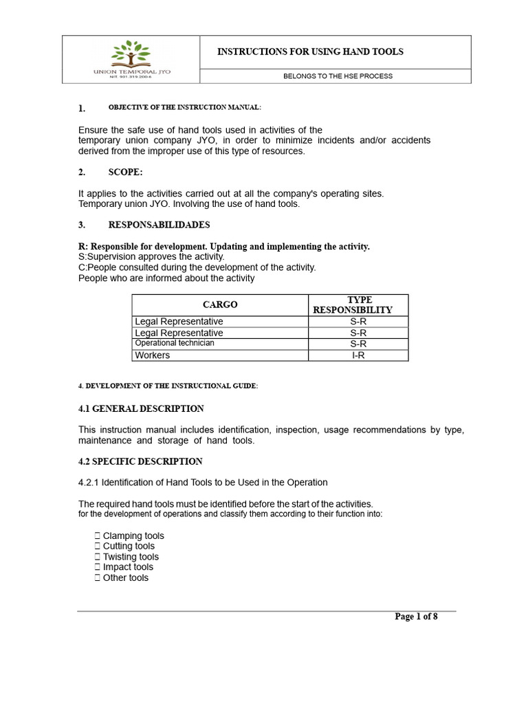 Tool Instructions | PDF | Tools