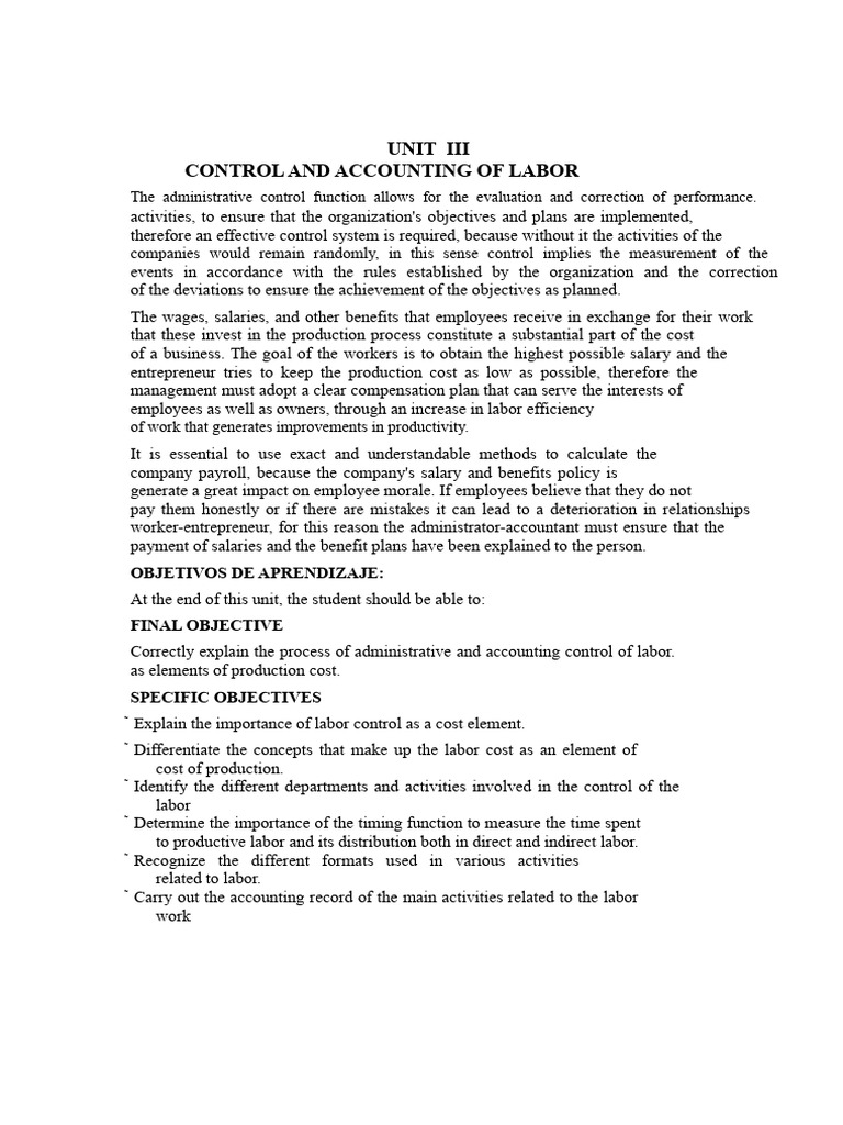 Labor Control and Accounting Overview | PDF | Salary | Payroll Tax