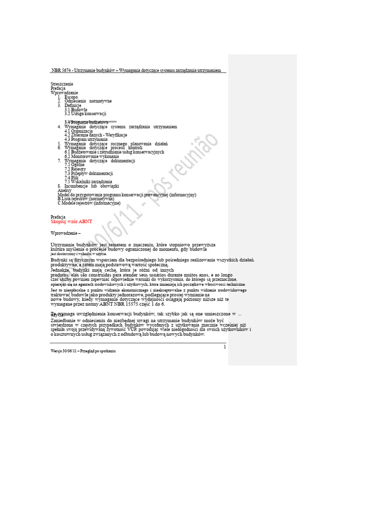 NBR 5674 - Utrzymanie Budynków (Zaktualizowane - 2012) PDF | PDF