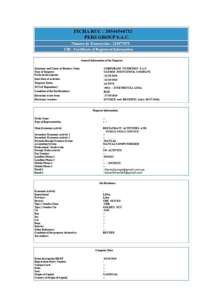 Corporate Food RUC File | PDF | Payments