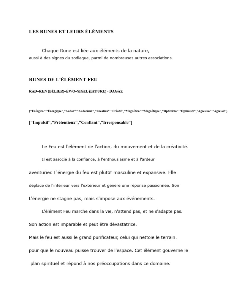 Éléments des Runes : Feu, Eau, Air, Terre | PDF | Justice | Crime et ...