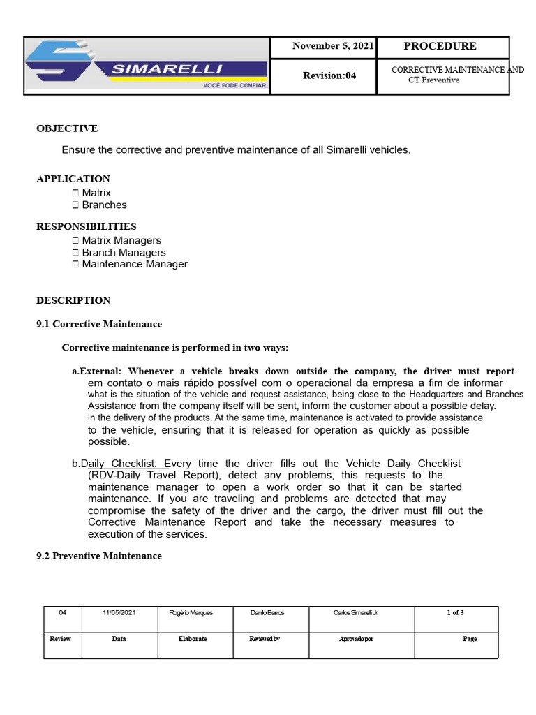 Pop 017 Corrective and Preventive Maintenance of CT | PDF | Axle ...