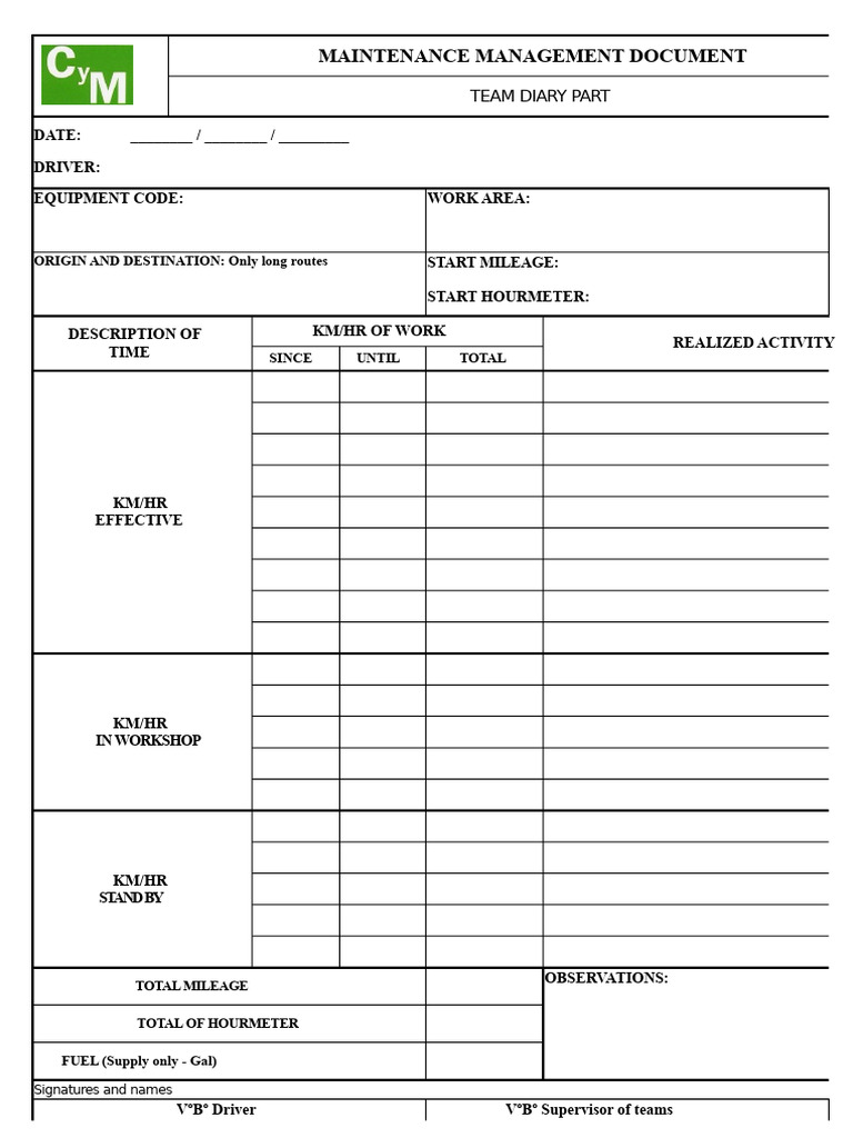 Daily Equipment Report | PDF
